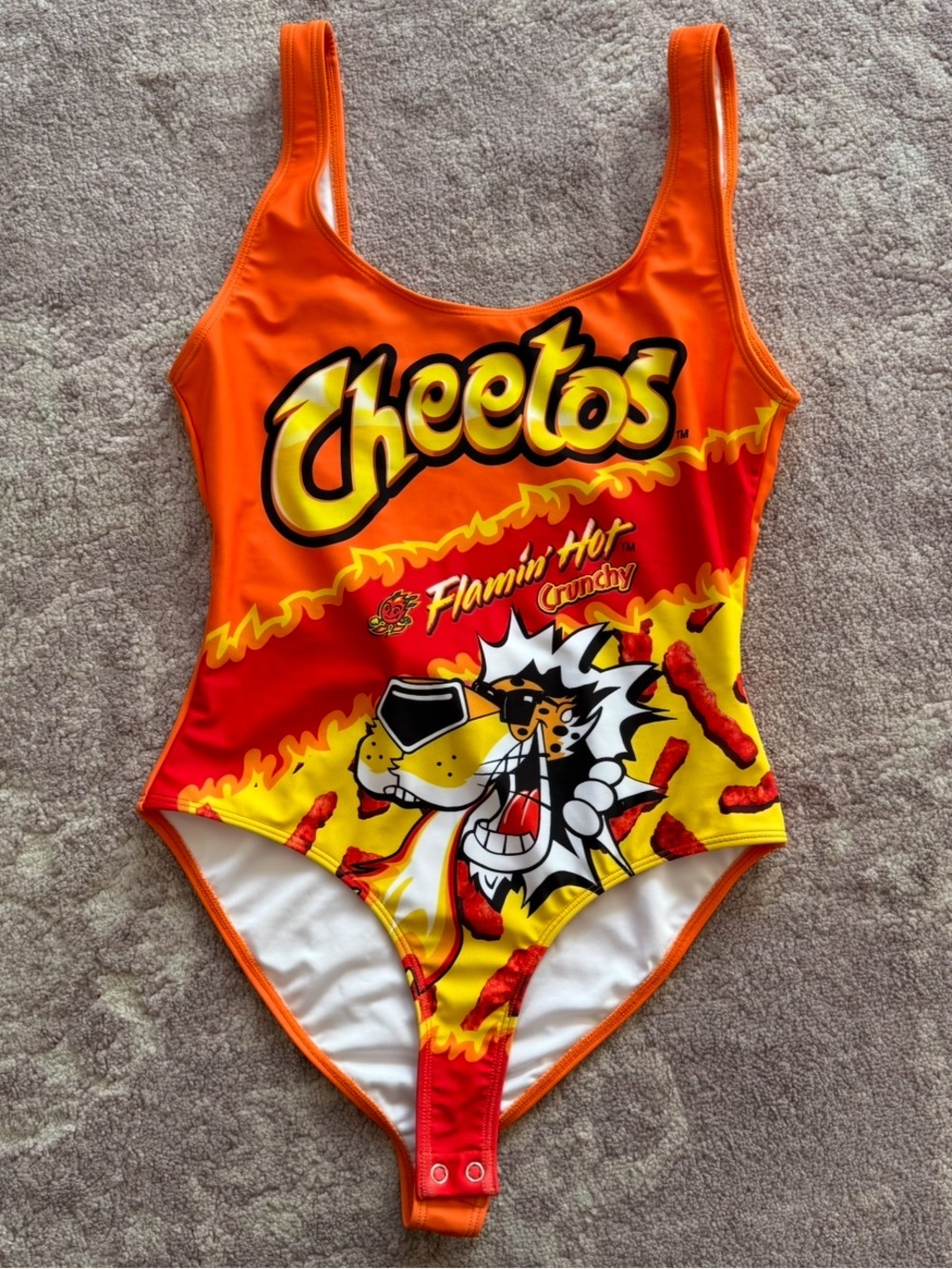 Forever 21 x Flamin’ Hot Cheetos Women’s Small Orange Bodysuit NEW
